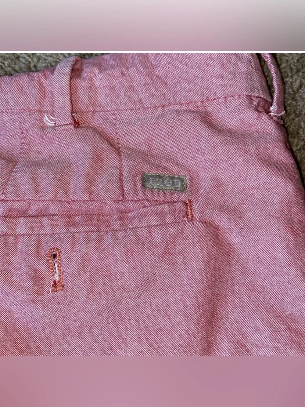 Izod Chino Golf Shorts Mens 38 Pink 10 Inch Inseam Preppy Cotton Beach Coastal